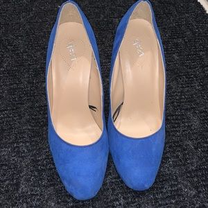 G:21 Blue Suede Heels